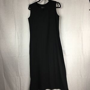 D & Co. Essentials XSP black sleeveless maxi dress scoop neck slits on side